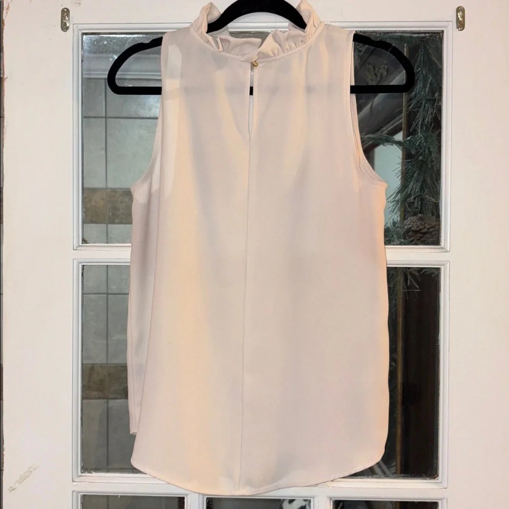 J. Crew Elegant Sleeveless Cream Ruffle Neck Top Small